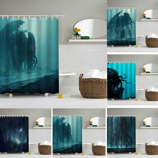 Fantasy Monsters Home Decor Shower Curtain for Bath Polyester Waterproof Cthulhu with Humans 3D