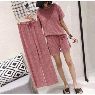 Summer short sleeves set 3in1 Korean fashion women's pajama/three pcs/cotton/free size/sexy