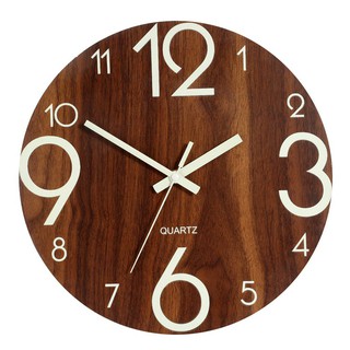 Luminous Wall Clock,12 Inch Wooden Silent Non-Ticking Kitchen Wall Clocks With Night Lights For Indo (1)