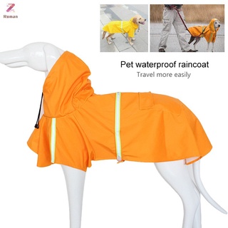 ☬❁Outdoor Dog Raincoat With Hat PU Waterproof Jacket Safety Reflective Puppy Poncho Hooded Rain Coat