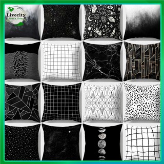 LiveCity Black and White Geometric Throw Pillow Case (1)