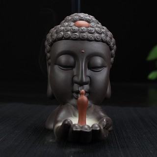 Innovative Decoration Ceramic Pottery Backflow Incense Burner Buddha Shape