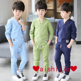 readystock ❤ aishijia ❤【100--160】 Boys Autumn Suit2020New Autumn Children's Spring and Autumn Children's Korean-Style Handsome Sports Two-Piece Fashion Korean-Style Casual Stylish and Handsome Sweater with Long Sleeves Suits