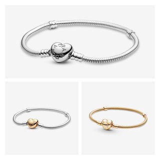 【Moments】Moments Heart Clasp Snake Chain Bracelet 925 silver Gold rose gold charm bracelet