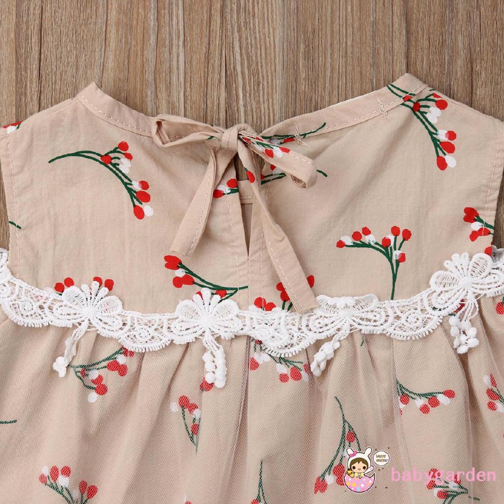 NEY-Kids Baby Girls Dress Princess Tutu Summer Floral Lace (8)