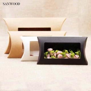 Sw (COD) 10Pcs Pillow Shape Wedding Party Favor Gift Paper Packaging Box with PVC Window