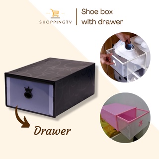 Shoe Box Drawer Type Shoe Storage and Organization Crown Icon Colorful