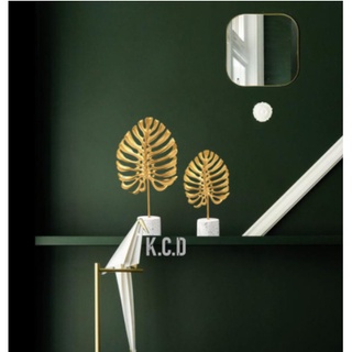 Light Luxury Golden Monstera Leaf Metal Ornaments Innovative Home Living Room Table Light Decoration