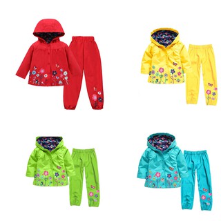 ☀RJ☀Girls Boys Kids Windbreaker Jacket Raincoat Trench Coat Hoodies Waterproof Suit (2)