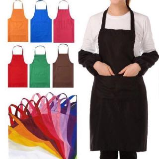 Unisex Plain Apron Home Kitchen Restaurant Waterproof Bib Pocket Cooking Dress