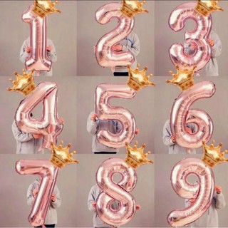 Happy Party Night Crown Giant Rosegold Number Foil Balloon Birthday Party Decoration