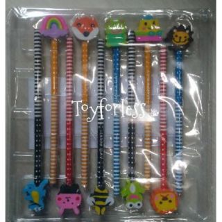 10pcs. Stationary Pencil with Character eraser
