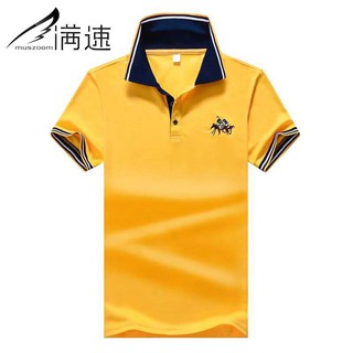 ❦Muszoom/full-speed summer ice silk men s short-sleeved t-shirt lapel polo shirt loose large size ha