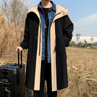 Hooded Jacket Male Long Youth Korean Trench Loose Coat