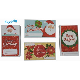 Christmas Gift Tags, 2" x 3.5", Assorted Designs, 100 pcs per pack