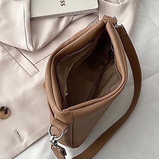 Yogodlns Women PU Leather Shoulder Bag Baguette Pleated Zipper Underarm Bag (8)