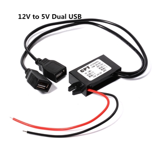 ❤In Stock❤12V to 5V 3A Dual USB Power Adapter Converter Cable Connector Car Charger