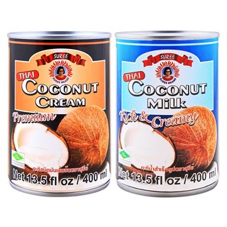 Suree Coconut Milk/Coconut Cream, Product of Thailand, 400ml