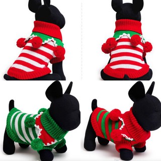 Elf Stripes Tee Pet Dog Cat Christmas Shirt Costumes Clothes