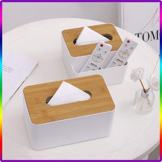 【Available】【COD】Wood Cover Plastic Tissue Box Holder Kitchen Storage Box Office Home Organizer Table