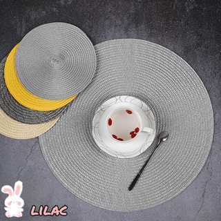 LILAC Home Dining Woven Mat Modern Simple Table Mat Placemat Heat Insulation Oilproof Non-Slip Round Tableware Pad PVC Coasters/Multicolor