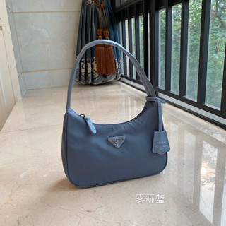 Prada original new handbag latest wrist bag shoulder bag parachute cloth lady"s bag blue
