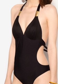 [JC] HazeShop Swimwear Solid Color Side Cut Out Black One Piece Swimsuit Bikini Summer OOTD Fashion (8)