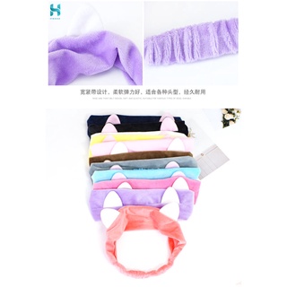 JH Woman Girls Cute Cat Ears Headband Soft Cotton Headwear Hair Accessories (6)