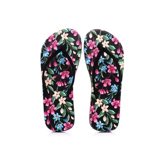 2021 Summer Flip Flops Women Slippers Floral Pattern Flat Heel Flip Flops Outdoor Non Slip Shoes PVC