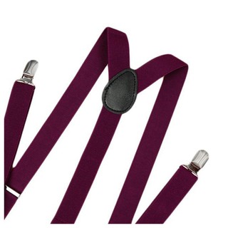 Unisex Clip on Suspender Back Formal Adjustable Braces, Red wine (3)