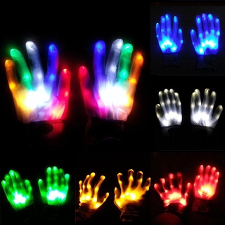 LED Glowing Gloves Colorful Children Toy Skeleton Flashing Gloves for Christmas Halloween Soft Comfortable Skin-friendly LED Light Up Gloves