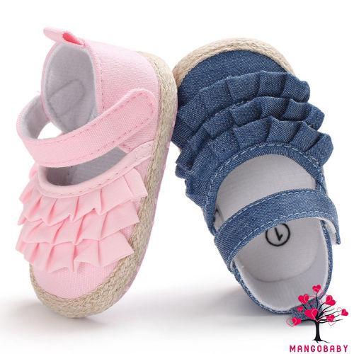 Byn-newborn Baby Girls Princess Anti-Slip Baby Shoes Sandals Fabric Shoes