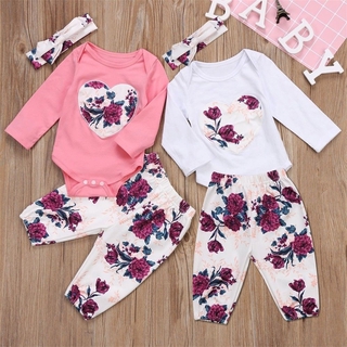 PPH-Cute Winter Floral Baby Clothes Set Infant Newborn Girl