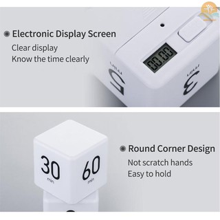 M^M Portable Cube Timer Digital Kitchen Timer Countdown Alarm 15-20-30-60 Minutes Flip Timing with Digital Display Time Management for Study Sports Cooking Gaming Office (6)