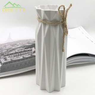 ♛Practical Home♛ Origami Plastic Vase White Imitation Ceramic Flowerpot Flower Basket Home Decor