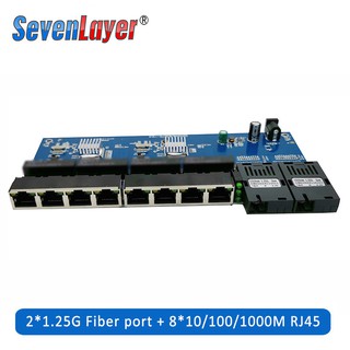 Gigabit Ethernet switch 10/100/1000M 8 RJ45 UTP and 2 SC fiber Port Board PCBA