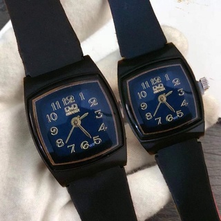 q&q couple watch rubber analog oen pair black couple watch