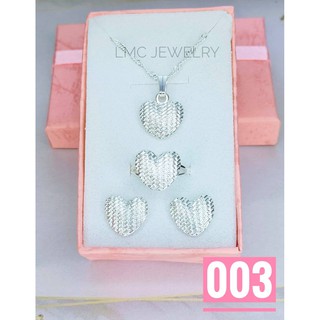 LMC Jewelry 925 silver set 3in1 earrings necklace adjustable ring women set
