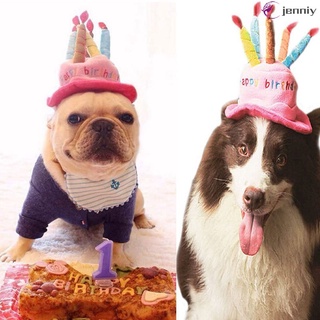 Cute Dog Cat Birthday Cake Hat Pet Cap Pet Hat with 5 Color Candles Design Party Accessory (5)