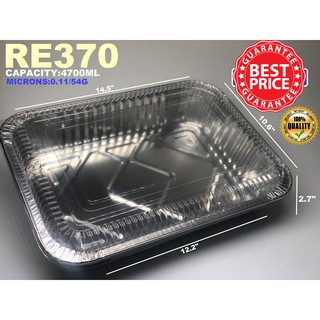 50pcs/100pcs RE370 14x10x2 Aluminum foil tray with lid