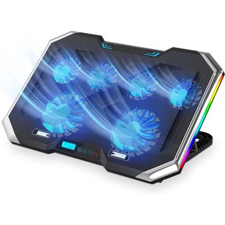 Six Fan Led Screen Two USB Port RGB Lighting Laptop Cooling Pad Notebook Stand for Laptop 12-18 inch