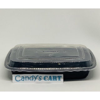 Premium Black Microwavable Rectangle Plastic Food Container 750ml (Take out Box) - F750A