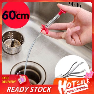 ❂RXJJ❂60cm T-type Spring Kitchen Sink Drain Sewer Hair Cleaning Grabber Dredging Tool