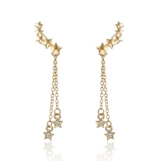 bingo Women fashion geometric stars hollow tassel earrings