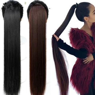 45/55/65cm Long Straight Clip In Tail False Hair Ponytail Hairpiece With Hairpins Synthetic Pony Tail Extensions