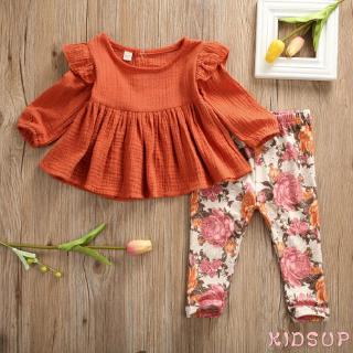 ✿KIDSUP✿Newborn Kid Baby Girl Flower T Shirt+Pants Tracksuit