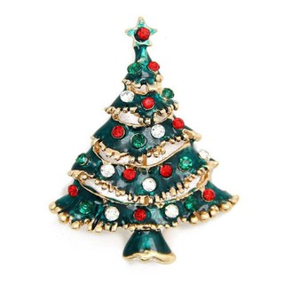 Rhinestone Christmas Tree Brooch Pin Xmas Gift