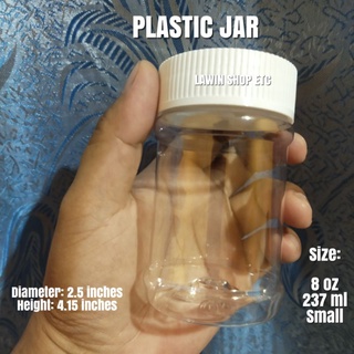 Peanut Jar Small (237ml) Plastic Transparent with white Lid / plastic bottle for Candy / jam / nut