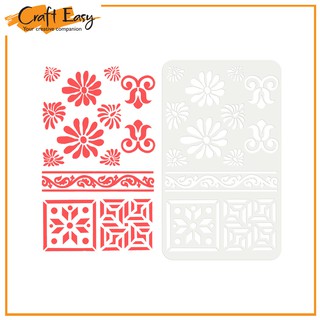 Craft Easy Decorative Floral and Patterns Stencil 2 Pcs