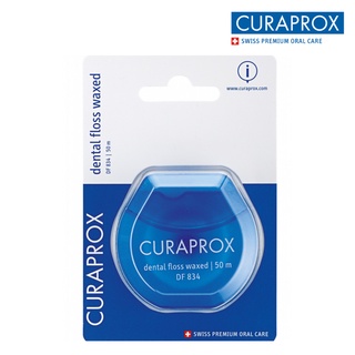 Curaprox Dental Floss with mint flavor, waxed 50 meters, for dental braces and implants